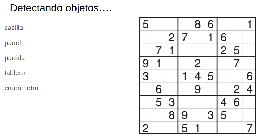 Detectando objetos en el juego del sudoku - clases