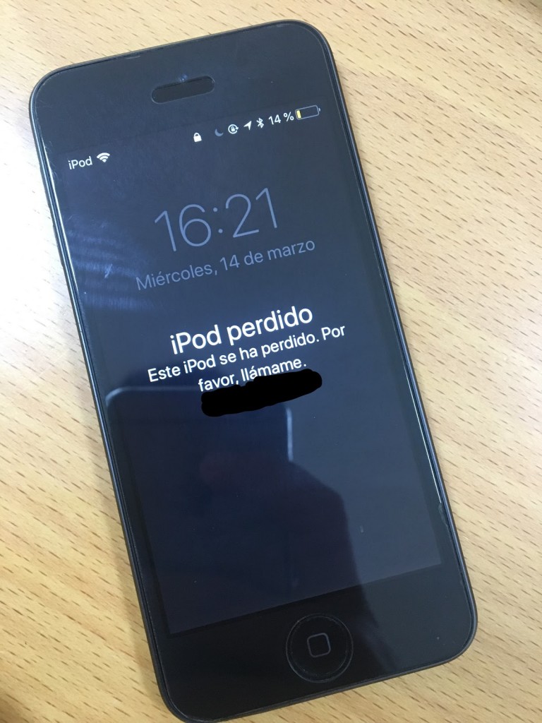 mensaje en el ipod